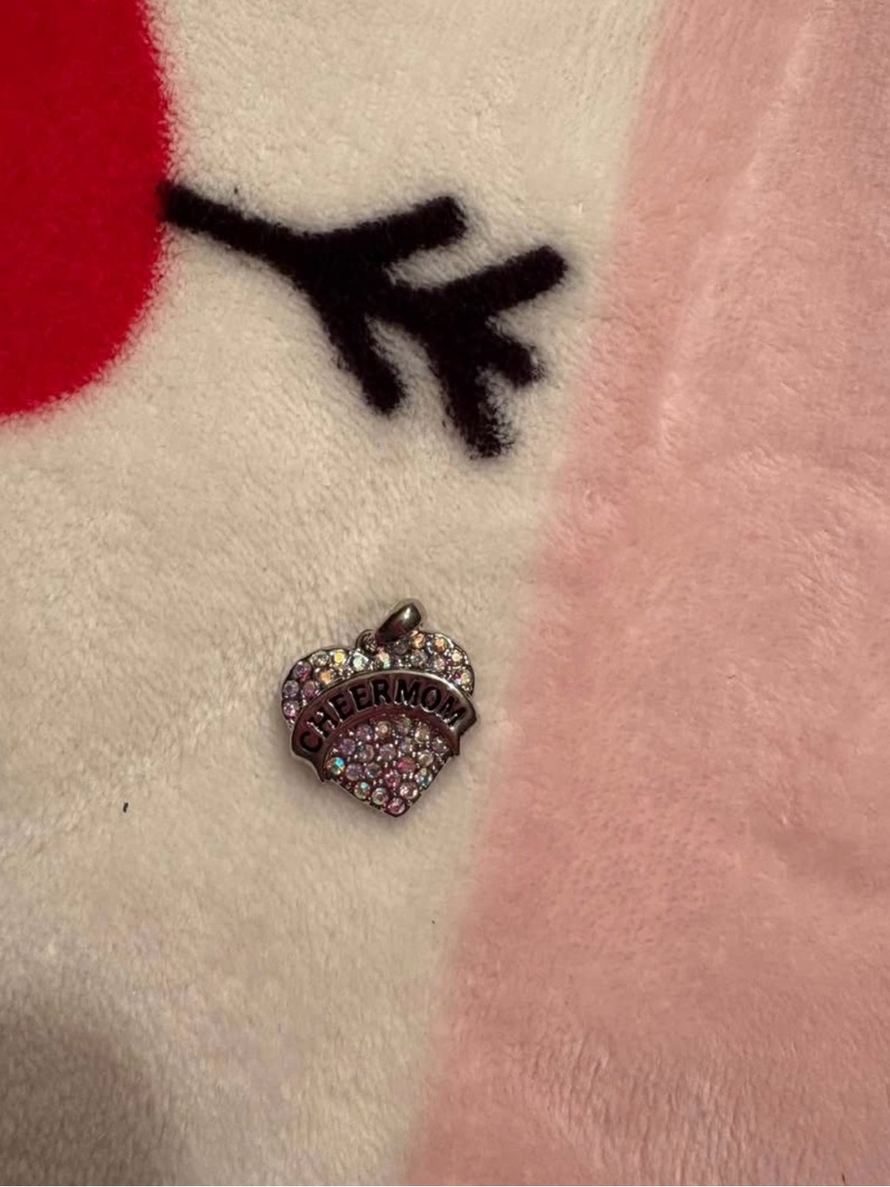 Cheer Mom Rhinestone Heart Charm Pendant